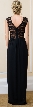 Lace Top Boat Neck Long Evening Gown with Front Slit — back