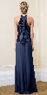 Sequin Overlay Top Long Formal Evening Sheath Dress — back