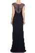 Cap Sleeve Mesh Top Formal Evening Dress with Rhinestones — back