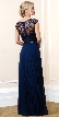 Boat Neck Sequins Mesh Top Pleated Long Formal Evening Dress — back
