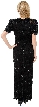 Long Sequin Beaded Leaf Print Cocktail Dress — back