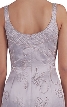 Beaded Formal Silver Prom Dress with Floral Accent — back