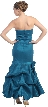 Strapless Shirred Formal Gown with Bottom Applique — back in Teal