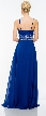 Shirred Bust Beaded Waist Long Formal Prom Dress — back in Royal Blue