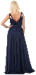 Deep V-Neck Ruched Floor Length Formal Prom Dress — back