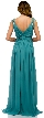 Deep V-Neck Ruched Floor Length Formal Prom Dress — back in Navy
