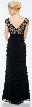 V-Neck Tiered Long Formal Prom Dress with Lace on Bust — back in Black