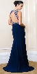 Bejeweled Bust Keyhole Back Long Formal Prom Dress — back