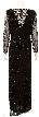 Petal Designed Long Sleeve Evening Gown — back