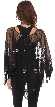 Boat Neck Mesh Beaded Poncho with Fringes — back