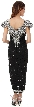 Tea Length Formal Cocktail Beaded Dress with Cap Sleeves — back