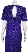 Full Length Floral Print Sequin Beaded Formal Dress — back
