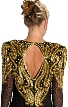 Sweetheart Neck Knee Length Formal Beaded Dress with Keyhole — back in Black/Gold