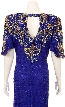 Half Sleeve Full Length Beaded Gown with keyhole back. — back