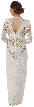 V-Neck Full Sleeves Beaded Formal Gown with Keyhole Back — back
