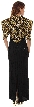 Sweetheart Neck Full Length Beaded Gown with Half Sleeves — back in Black/Gold