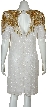 Knee Length Half Sleeves Beaded Cocktail Dress with Keyhole — back in Ivory/Gold