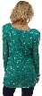 Round Neck Leaves Sequined Pattern Long Blouse  — back