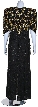 Long Formal Beaded Gown with Zig-Zag Pattern on Bodice — back in Black/Gold
