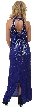 Deep V-Neck Halter Long Beaded Formal Dress with Collar — back