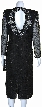 Tea Length Floral Beaded Dress with Keyhole Back — back