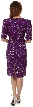 V-Neck Half Sleeves Knee Length Floral Beaded Dress — back
