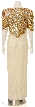 Full Length Sequin Beaded Leaf Print Evening Dress — back