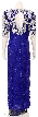 Half Sleeves v-Neck Long Beaded Evening Gown with Keyhole — back in Royal Blue/White