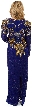 V-Neck Full Sleeves Sequined Formal Evening Gown — back