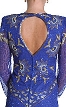 V-Neck Full Sleeves Beaded Formal Gown with Keyhole Back — back in Royal Blue/Silver