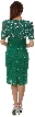 V-Neck Tea Length Formal Beaded Dress with Half Sleeves — back