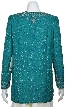 Round Neck Floral Bordered Beaded Jacket — back in Jade Green