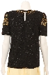 Short Sleeved Stylish Sequin Beaded Blouse — back