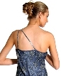 One Shoulder Shimmering Dress with Beaded Flower Patterns — back