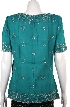 Decorative Bordered Beaded Blouse — back in Jade Green