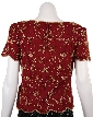 Round Edged Hem Short Sleeved Blouse — back in Burgundy/Gold