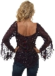 Square Neck Asymmetric Hem Beaded Sheer Blouse. — back