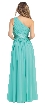 One Shoulder Floral Accent Formal Bridesmaid Dress — back in Jade Green