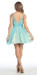 Floral Beaded Bust Tulle Short Formal Prom Dress  — back in Turquoise/Nude