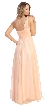 One Shoulder Ruched Sequin Bust Long Formal Prom Dress — back in Peach