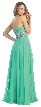 Strapless Floral Beaded Waist Long Formal Prom Dress — back in Clover Green