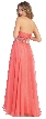 Strapless Floral Beaded Waist Long Formal Prom Dress — back