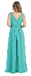V-Neck Shirred Bust & Waist Long Formal Bridesmaid Dress — back in Jade Green