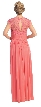 Cap Sleeves Lacey Bust Long Formal Evening Prom Dress — back in Coral