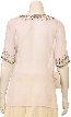 Half Sleeve Sheer Blouse with Zigzag Beading — back in White/Silver