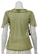 V-neck Short Sheer blouse with Sleeves — back in Olive/Orange