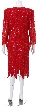 Full Sleeves Knee Length Sequined Formal Dress — back in Red