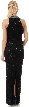 Turtle Neck Artistic Floral Bodice Long Beaded Formal Dress — back