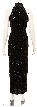 Flowered Top Hand Beaded Formal Dress — back