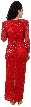 Full Sleeves Beaded Full Length Formal Sequined Gown — back in Red